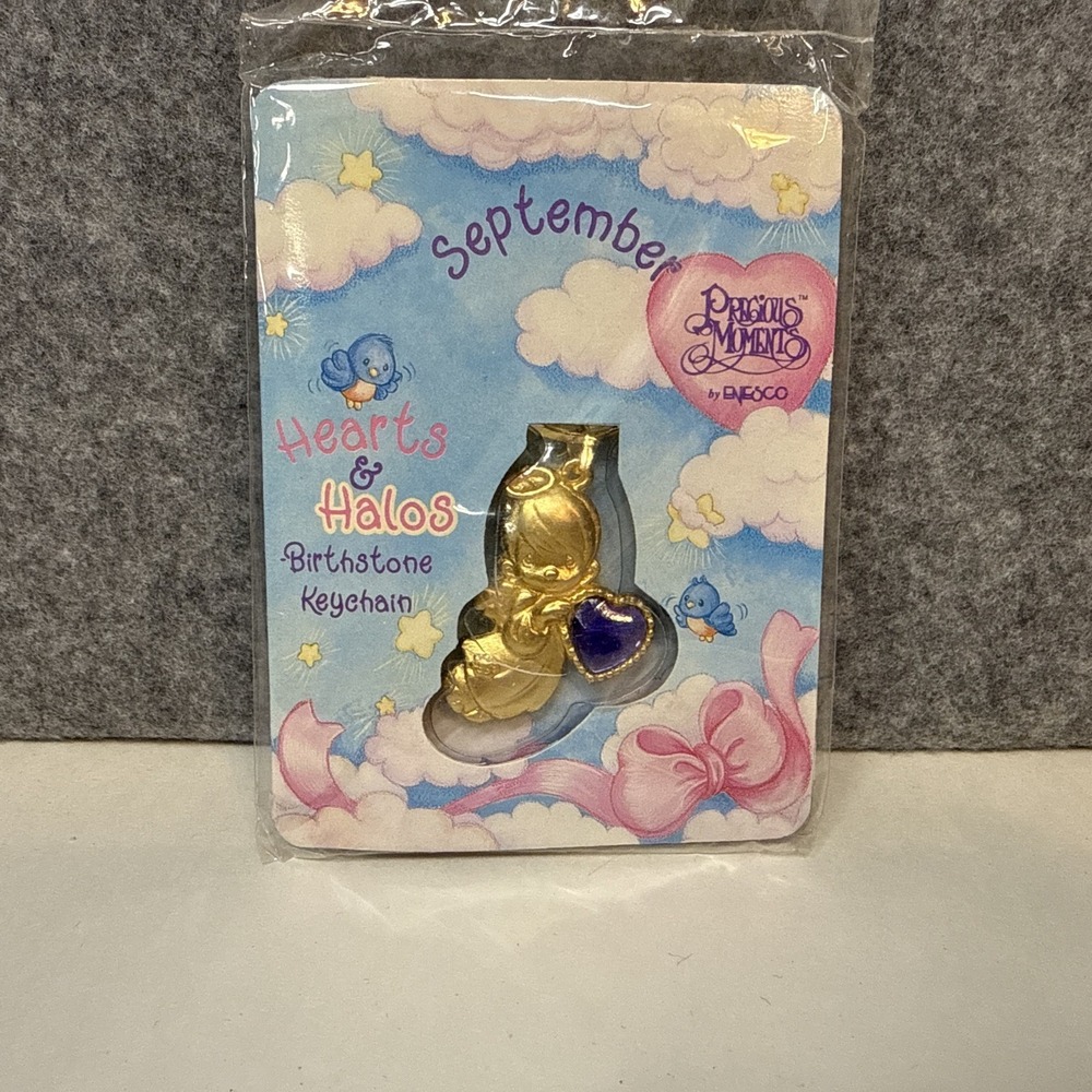 1996 Precious Moments Hearts & Halos Angel Keychain - September Birthstone NWT